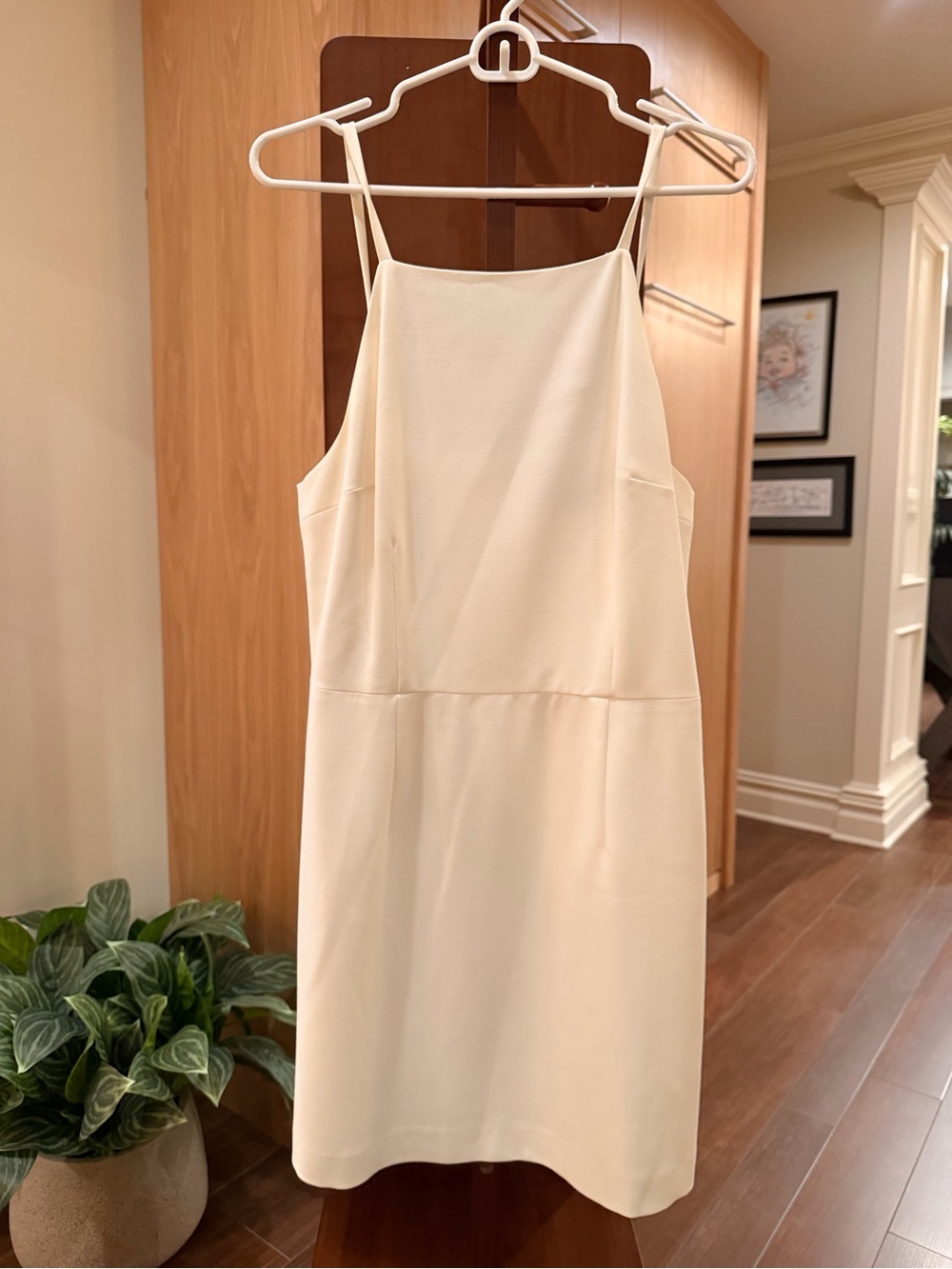 French Connection Cream Spaghetti Strap Shift Dress